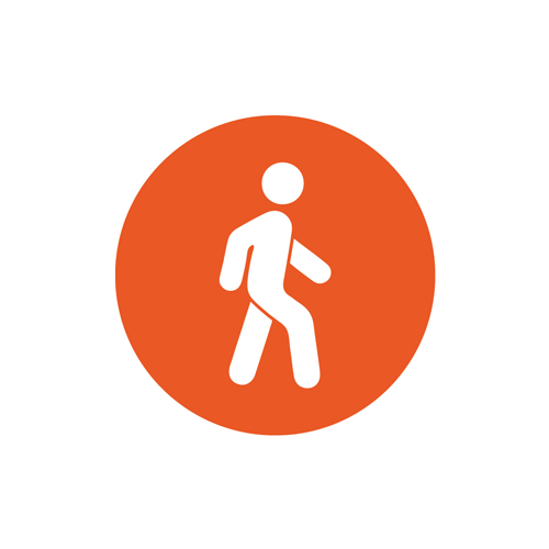 Icon of person walking in an orange circle