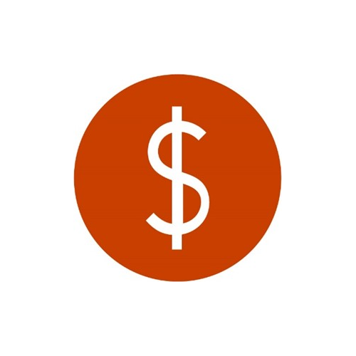 Graphic of dollar sign in a dark orange circle