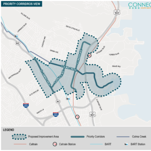 Map of South San Francisco Connect4SSF project zone.