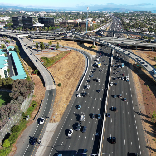 Aerial view of highway 101/92 interchange