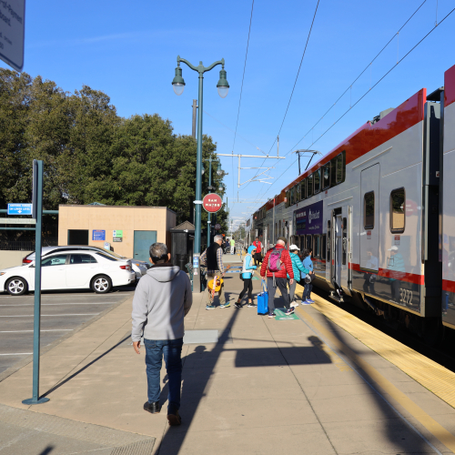 Passengers boarding the train