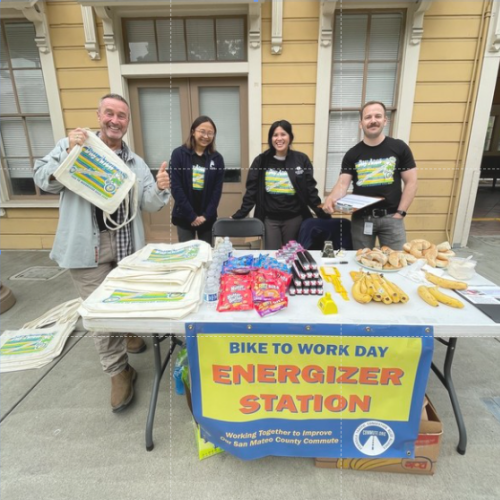 San Mateo County Transit District employees at a Bike to Wherever Day Energizer Station