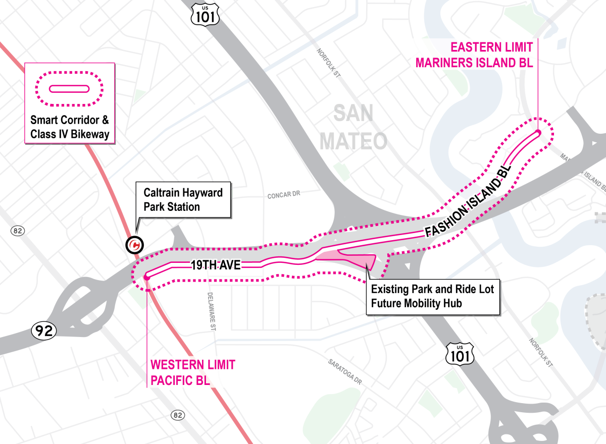 Map of the smart corridor and mobility hub