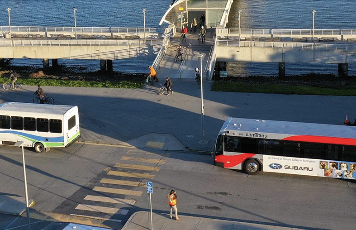 Buses and shuttles at the South San Francisco ferry terminal