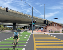 Artist rendering of a multimodal vision for Fashion Island Boulevard and 19th Avenue in San Mateo